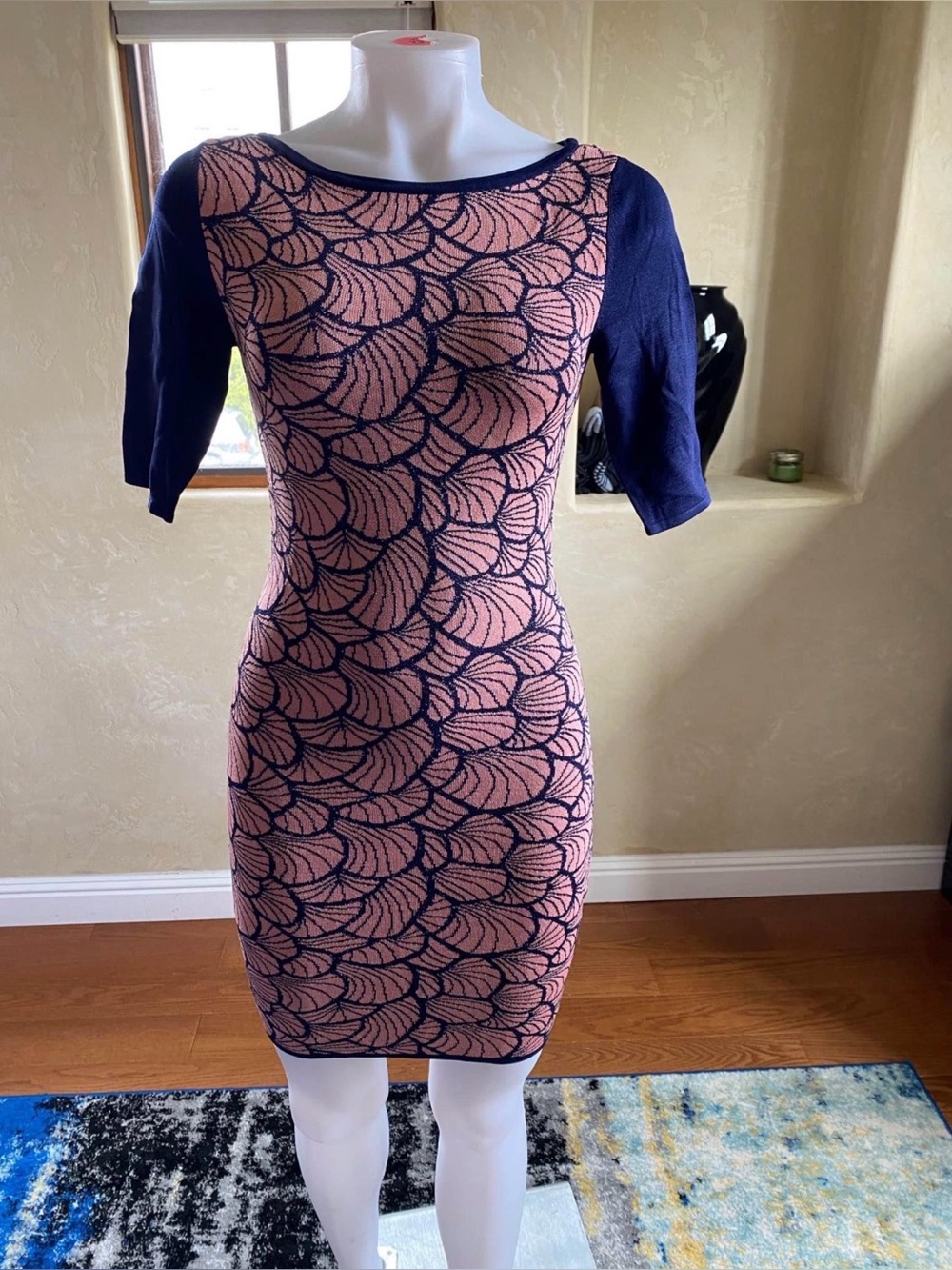 New Vero Moda Sparkle Pink Blue Body-con Knot Dress Sz Small